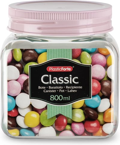 Plasticforte keuken voedsel voorraadpot - weckpot - roze - 800 ml - kunststof - met deksel - 10 x 12 cm