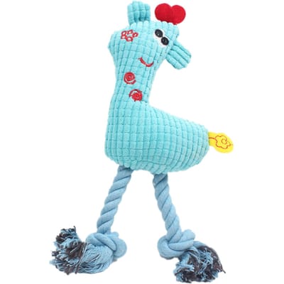 Hond Knuffel Puppy Kauwen Gevlochten Touw Flanel Giraffe Vorm Veilig Schattig voor Huisdier Tandenpoetsen Hemel blauw