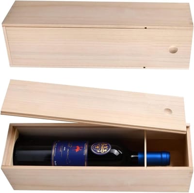 Elegante Houten Wijn Cadeaubox voor Één Fles, Perfect voor Verjaardagen, Bruiloften en Feestdagen met Glijdeksel