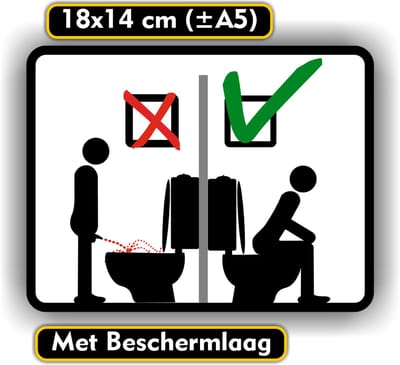 Jerma - Zittend Plassen WC Sticker – 18 x 14 cm - zelfklevend - Vinyl - krasbestendig beschermlaag