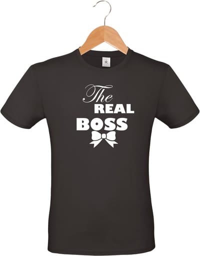 mijncadeautje - T-shirt unisex - zwart - verjaardag - feestje - cadeautje - The Real Boss - maat XL