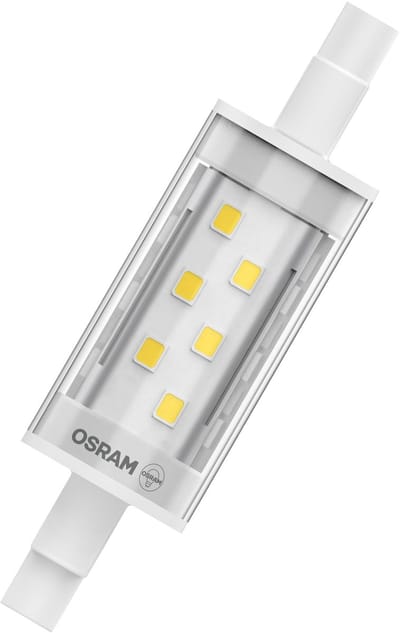 OSRAM LED SLIM LINE R7S in buisvorm (dubbelzijdig), LED-staaflamp, KUNSTSTOF, helder, 9,5 W, (ex 75 W), 1055 lm, warm wit, 2700 K, 15000 u, CRI 80