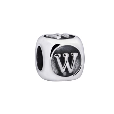 Quiges - 925 - Zilveren - Bedels -Sterling zilver - Beads - Alfabet Letter W Kraal Charm - Geschikt – voor - alle bekende merken - Armband Z446