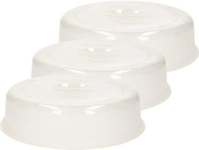 PlasticForte Magnetron deksel - Multipak van 3x stuks - 26 cm - transparant - afdekschaal - magnetronstolp