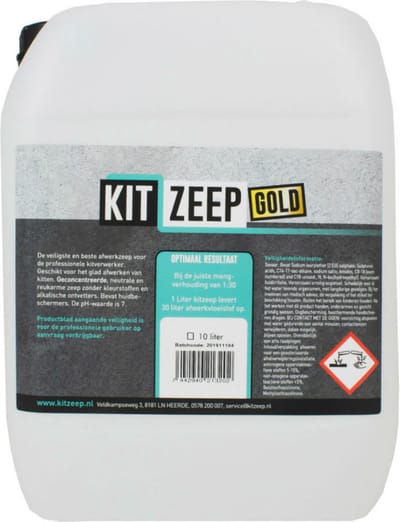 Kitzeep Gold afwerkzeep - 10 liter can - pH7 neutraal - voor professionele afwerking kitvoegen