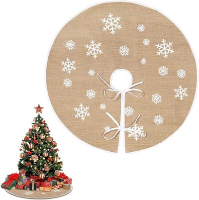 Stijlvolle linnen kerstboomrok voor een feestelijke uitstraling, perfect voor de kerstdecoratie