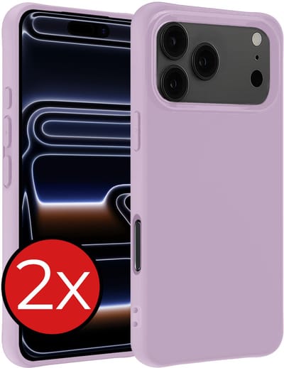 Hoesje - 2 Stuks - Geschikt voor iPhone 17 Pro / 18 Pro - Sterk & Shockproof - Telefoonhoes - Back Cover - Case Siliconen - Telefoon Hoes - Lila