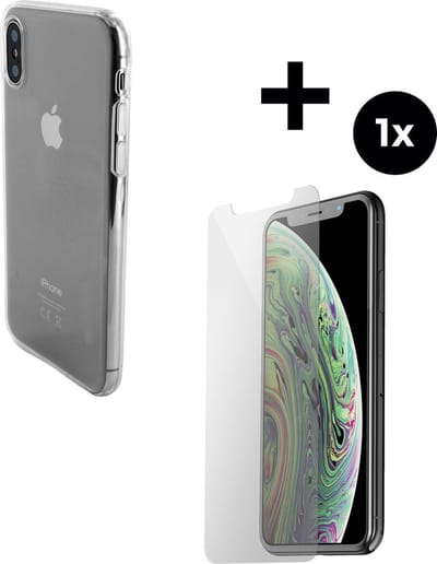 Mobiparts Classic TPU hoesje geschikt voor Apple iPhone X met 1 Screenprotector van Gehard Glas - Transparant