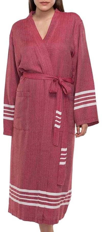 Lalay - hamam badjas Krem Sultan - bordeaux - XL - dames heren badjas - sauna badjas - dunne badjas - 100% gekamd katoen