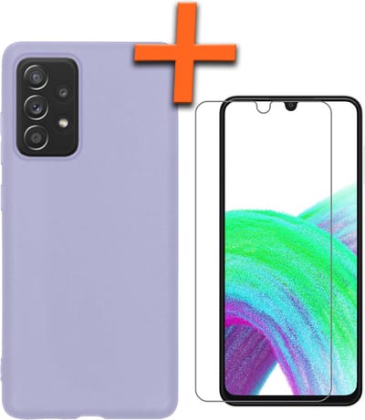 Hoes - Met Screenprotector - Geschikt voor Samsung Galaxy A33 - Sterk & Shockproof - Back Cover - Siliconen Case - Telefoon Hoes - Lila