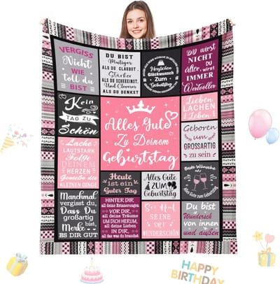 Verjaardagscadeau voor vrouwen - Happy Birthday decoratieve deken (130 x 150 cm)