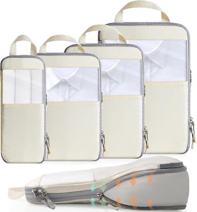 SnelShoppen - Koffers Organiser - Packing Cubes Set - Compressie Waterdicht Polyester - Reisondergoed Set - Ideaal voor Rugzakken en Handbagage - Zwar