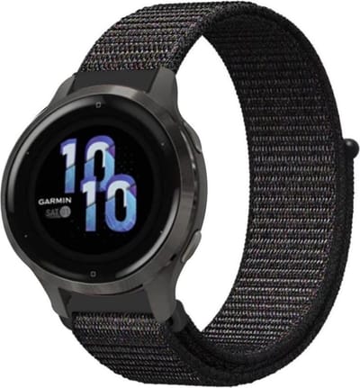 Strap-it Nylon Bandje – Zwart – Ademend & lichtgewicht stoffen smartwatch bandje met klittenbandsluiting – geschikt voor Garmin Vivoactive 4s / Vivomove 3s / Venu 2s / Venu 3s / Venu 4s