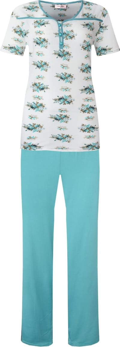 Dames pyjama gebloemd korte mouw groen XL