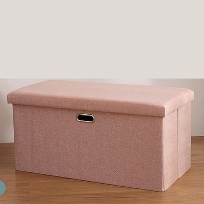 Voetenbank Opbergruimte - Poef Zetel - Ontspannen Zitten - Inklapbaar Ontwerp - 50x50x45 cm - Roze