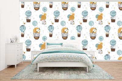 Behang - Fotobehang Jongens - Patronen - Luchtballon - Kinderen - Breedte 500 cm x hoogte 280 cm