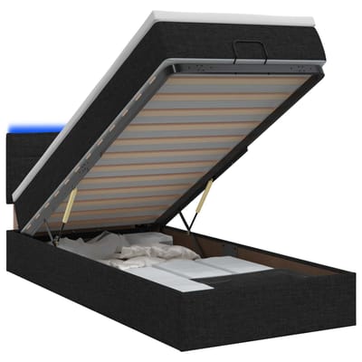 vidaXL - Ottomaanse - Bed - met - Matras - en - LED - Zwart - 100 - x - 200 - cm - Stof