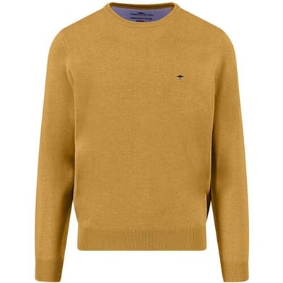 Fynch-Hatton Trui O-Neck Superfine Cotton Uni Color Amber / male