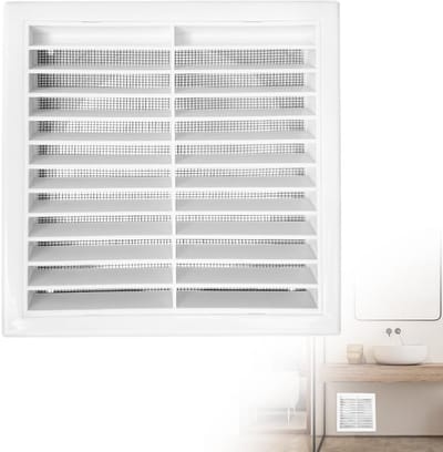 Ventilatierooster Europlast Vierkant - Afsluitrooster met Insectenbescherming - Witte Ventilatieafdekking en Platte Ventilatiesleuven