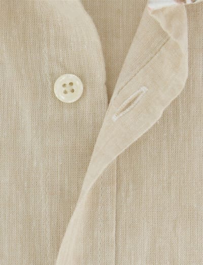 Beige katoenen linnen  A Fish Named Fred overhemd
