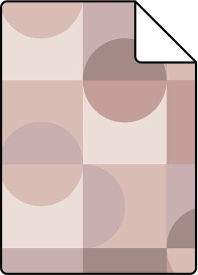 Proefstaal ESTAhome behang cirkels in Bauhaus stijl lichtpaars, roze en bruin - 26.5 x 21 cm - 131243-S