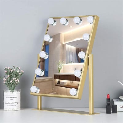 Verlichte Kaptafelspiegel - Hollywood Spiegel - Perfecte Make-up - Intelligent Touch Control - 10x Vergroting - Goud