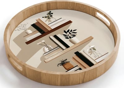 Dienblad rond 40x40 cm - Schootdienblad hout - Plankjes - Boeken - Vaasjes - Planten - Borrelplank rechthoek - Plateau houten dienbladen
