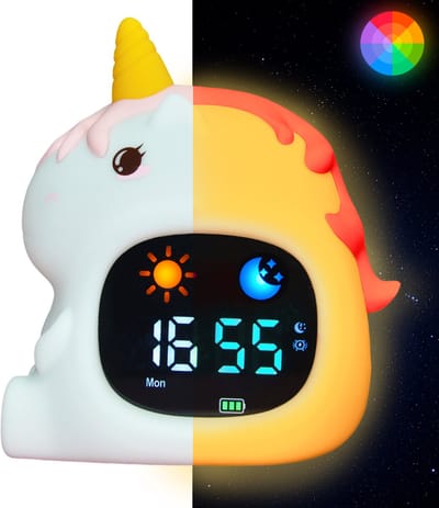Maness® Unicorn Slaaptrainer - Kinderwekker - Slaapwekker - Met nachtlamp functie en wekker timer - Slaaphulp voor kinderen vanaf de peuter leeftijd - Ook leuk als nachtlampje voor baby's