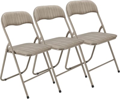 Klapstoelen Set van 3 Taupe Fluweel – Opklapbare Stoelen met Zachte Bekleding – Vouwstoelen voor Eettafel, Bezoek, Feest & Thuis