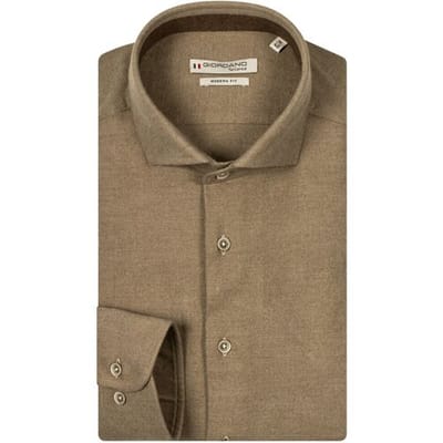 Giordano Overhemd Row Cotton Sustainable Wool Twill Zand / male