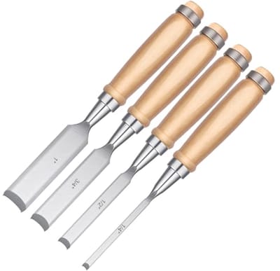 Houtbeitelset 4 stuks - CR-V staal - Halfronde rand - Steekbeitels voor Houtbewerking - Ideaal voor Beginners en Professionals