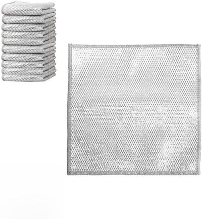 Afwasdoeken - Reinigingsdoeken - Keuken Schoonmaken - Dubbellaags Ontwerp - 10 stuks 20x20cm - Zilverkleurig