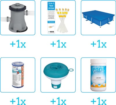 Zwembad Accessoirepakket voor Bestway Steel Pro Zwembad - 259x170x61 cm - Rechthoekig - Bestway - 56403 - 6-delig
