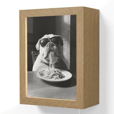 Wandlamp 15x20 cm - Oplaadbaar - Hond - Bulldog - Pasta - Bril - Stoer - Dieren - Wandlampen binnen woonkamer - Slaapkamer lamp met kabel - Decoratieve nachtlamp - Vloerlamp snoer
