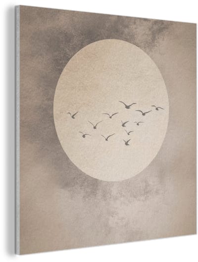 Akoestisch wandpaneel 40x40 cm - Vilt schilderij Vogel - Beige - Japandi - Akoestische panelen - Geluidsdempende wanddecoratie - Geluidsisolatie woonkamer - Muurdecoratie geluidspanelen