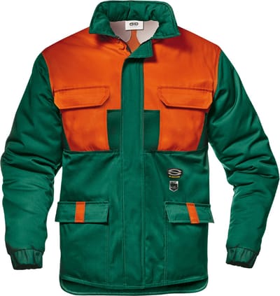 SIR SAFETY CHAINSAW PROT CLASS 1 180° Gevoerde Werkjas HEREN Veiligheidsjas Groen Oranje - Snijbescherming - Verstelbare Manchetten - EN 381 11 Klasse 1