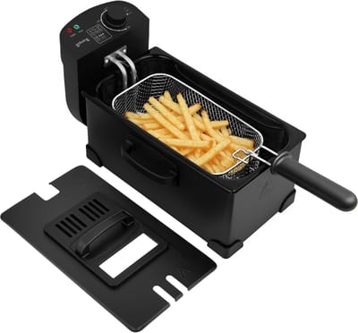 Goliving Frituurpan 3L - Friteuse - Glazen Kijkvenster - Tot 190°C - 2000W - RVS - Zwart