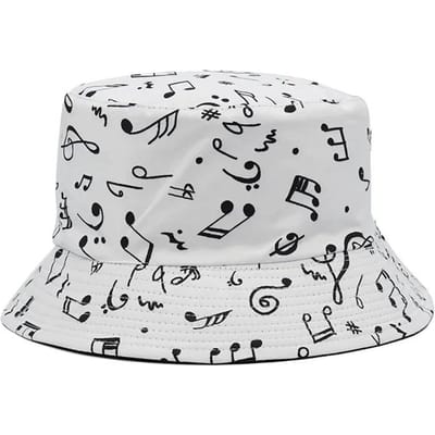 Mode Witte Muzieknoot Bucket Hats Zonnehoeden Hip Hop Heren Dames Vissershoeden 56-58cm white