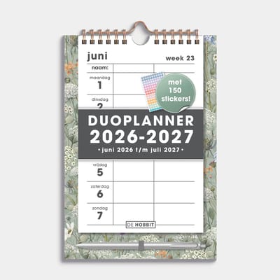 Hobbit - Duoplanner 2026-2027 - (25 x 16 cm) - 1 week op 1 pagina - Weekkalender voor 2 personen - Met pen - Weidebloemen