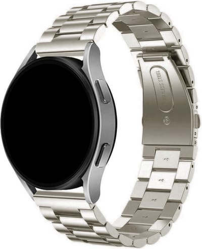 Stravo 22mm Stalen schakel bandje - Geschikt voor Samsung Galaxy Watch 3 45mm / Galaxy Watch 46mm / Gear S3 Classic & Frontier - Polar Vantage M / M2 / V3 / Grit X - Garmin Vivoactive 4 - RVS horlogebandje voor Huawei GT 6 46mm - Starlight