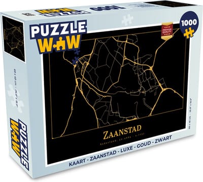 Puzzel Kaart - Zaanstad - Luxe - Goud - Zwart - Legpuzzel - Puzzel 1000 stukjes volwassenen