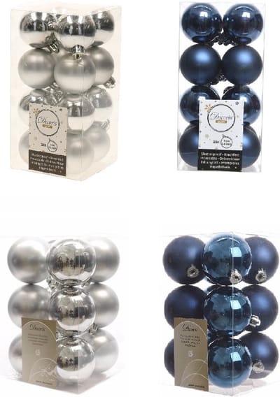 Kerstversiering kunststof kerstballen kleuren mix donkerblauw/zilver 4 en 6 cm pakket van 80x stuks