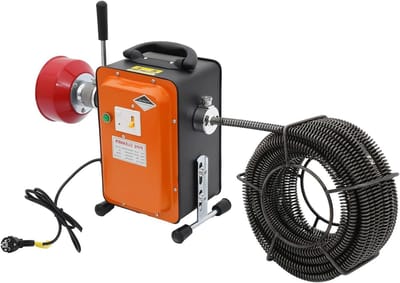 Elektrische buisreiniger - Afvoerreiniger - Verstopte leidingen ontstoppen - Krachtige koperen motor - 20 meter lengte - Oranje