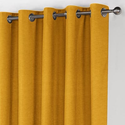 Maroyathome LEMONI - Gordijn - Verduisterend - met Ringen - kant en klaar - 300 x 260 cm - 300 cm breedte en 260 cm lengte - Oker Geel - 1 Stuk