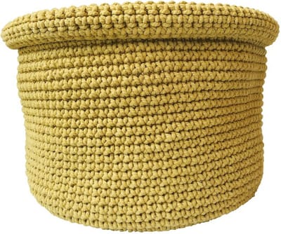 Luna-Leena duurzame mand in katoen - oker - hand gehaakt in Nepal - opberger - babykamer - kraammand - kamerdecoratie - babyshower - basket