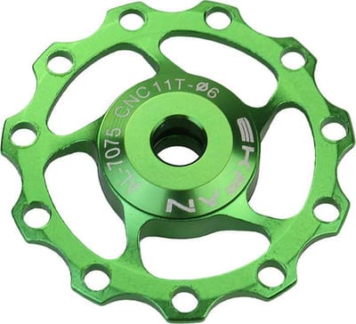 CNC Aluminium derailleurwieltje met kogellager - T11 - 7075 Alu - 1 stuk - Groen