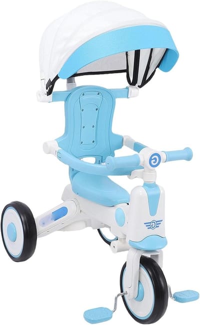 Babydriewieler - Kinderfiets Peuterdriewieler - Veilig Buitenspelen - Verstelbare Ouderhandgreep - 53 x 33 x 30 cm - Blauw