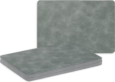Zeller Placemats - 6x - lederlook - grijs - 42 x 30 cm - tafel dekken - onderleggers