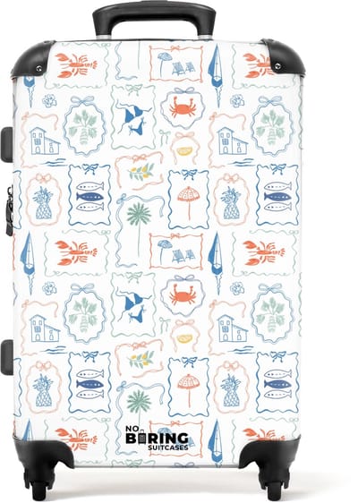 NoBoringSuitcases.com - Grote koffer - Bikini strand print kleurrijk - Kinderkoffer geschikt voor jongen en meisjes - Reiskoffer met 4 wielen - Trolley op wieltjes - Rolkoffer groot kinderen - 72 liter - Ruimbagage valies 20kg
