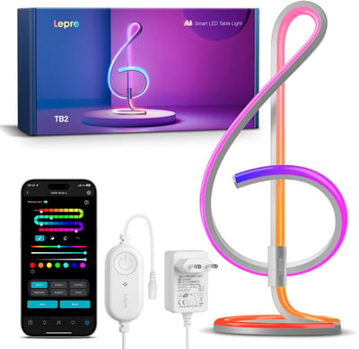 LEPRO TB2 AI Tafellamp - Slimme LED-lamp met Muziekreactieve Verlichting - RGB - WiFi en Bluetooth - Werkt met Alexa